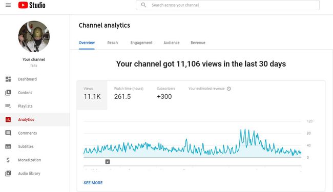 Posnetek zaslona YouTube analitike.