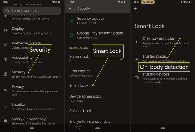 Androidi kasutaja lubab funktsiooni Smart Lock