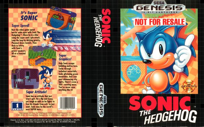 Το εξώφυλλο του Sonic the Hedgehog στο Sega Genesis.