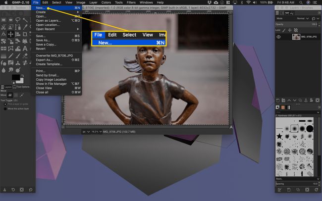 Datei Neue Menüelemente in Gimp für macOS