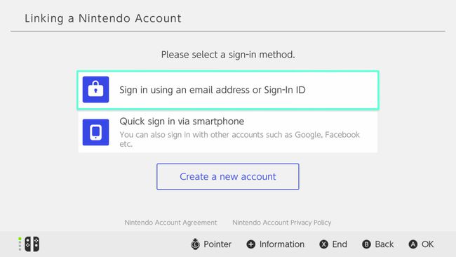 Łączenie ekranu konta Nintendo na Nintendo Switch