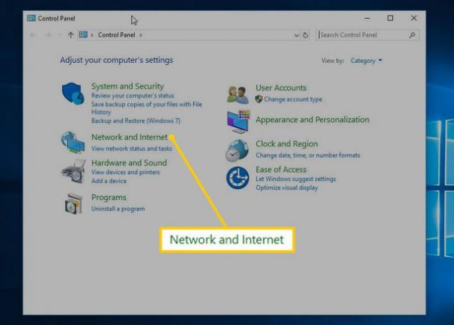 Red e Internet en el Panel de control