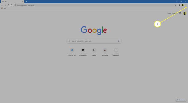 Chrome z podświetlonym menu Więcej opcji