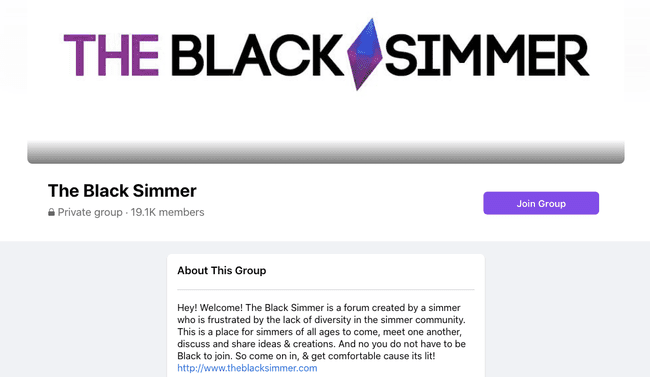 Die Black Simmer Facebook-Gruppe