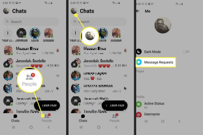 Messenger 앱에서 메시지 요청으로 이동