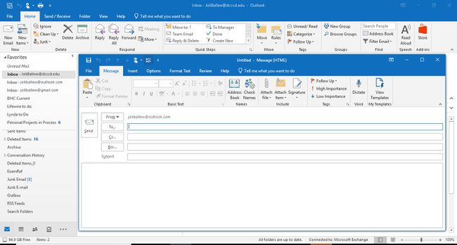 Una captura de pantalla de la interfaz de Microsoft Outlook