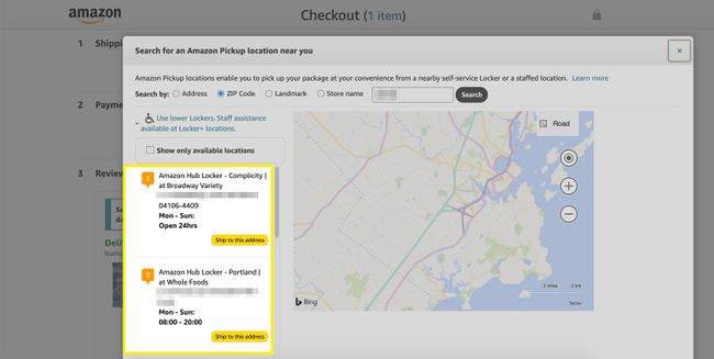 Vyberte adresu Amazon Pickup location