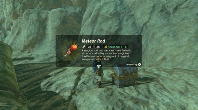 Tautan menemukan Batang Meteor di Zelda BOTW