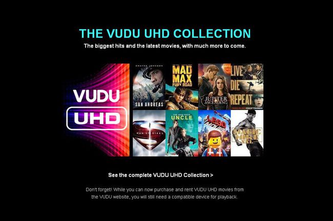 Vudu 4KUHDストリーミングスポットライトページ