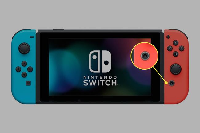 ホームボタンが強調表示されたNintendoSwitch。