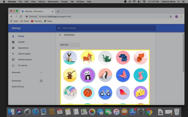 Seleccionar un icono de perfil en Chrome.