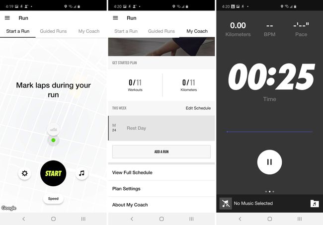 Tři pohledy na aplikaci Nike Run Club