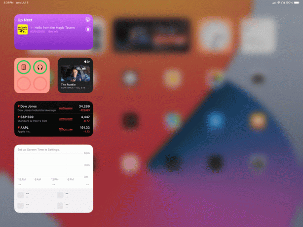 Um widget interativo no iPadOS.
