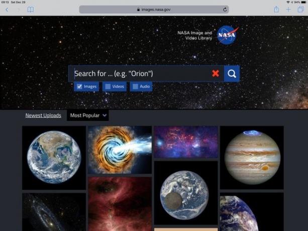 images.nasa.gov検索サイトのスクリーンショット