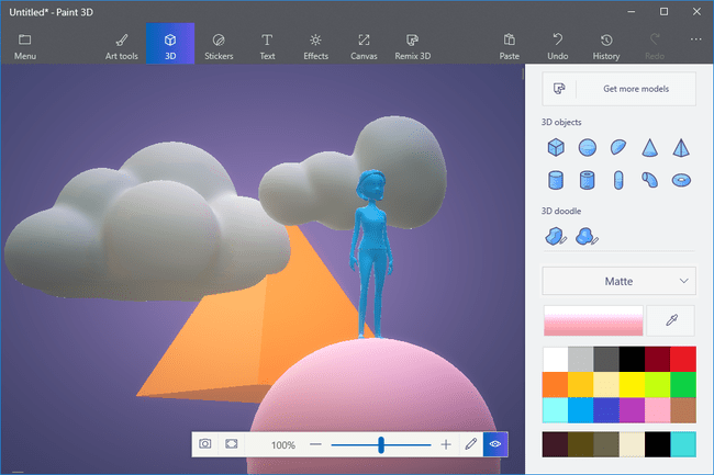 Paint 3D modellerinin ekran görüntüsü