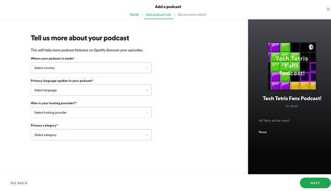 Soumettre un podcast sur le site Spotify for Podcasters.