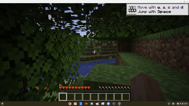 Captura de pantalla de Minecraft en pantalla completa en un Chromebook