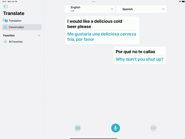 iOSの翻訳アプリとiPadの会話モードでイギリス英語をスペイン語に翻訳
