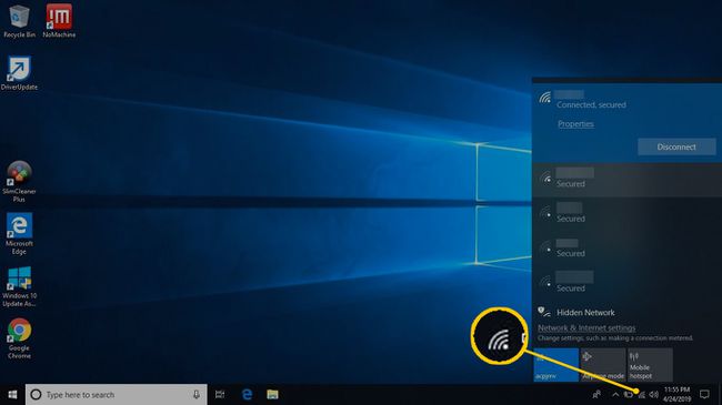 Icono de conexión Wi-Fi en Windows 10