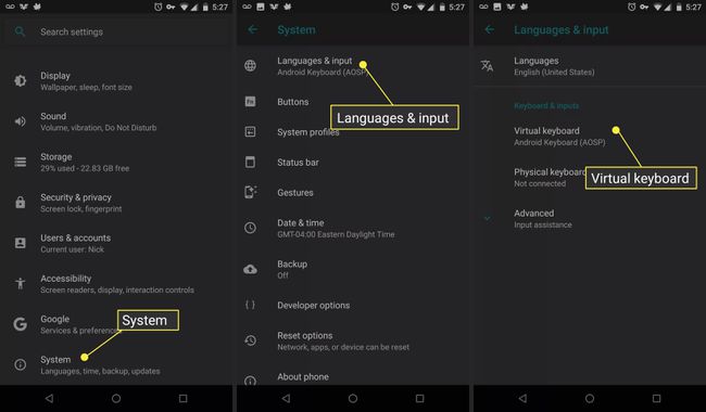 Navigáljon az Android beállításai között a nyelvhez