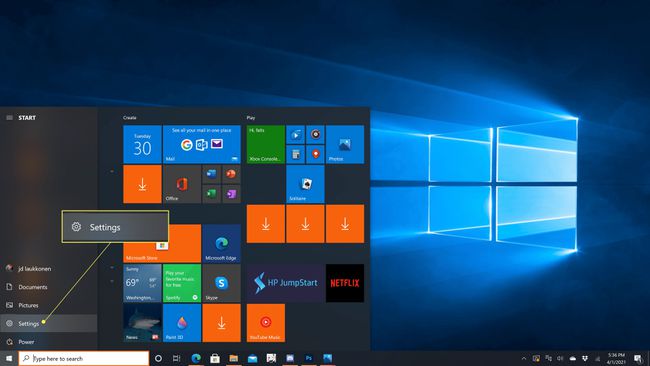 การตั้งค่าที่เน้นในเมนูเริ่มของ Windows 10