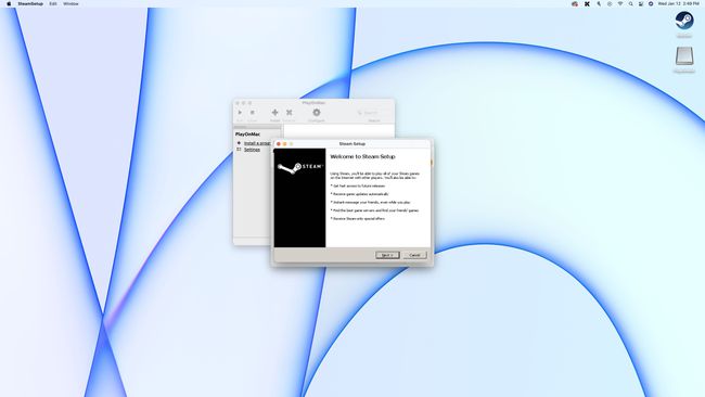 تم تمييز التالي في مثبت Steam في PlayOnMac.