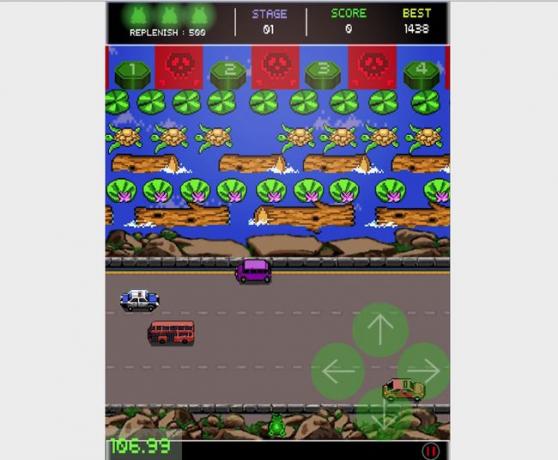 Klassiskt arkadspel Frogger på iOS