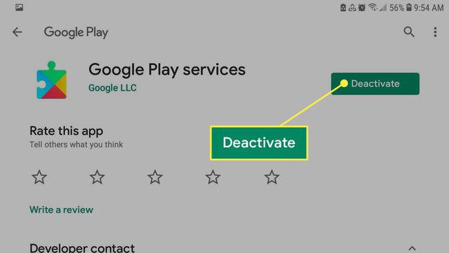 Tlačítko Deaktivovat na Google Play