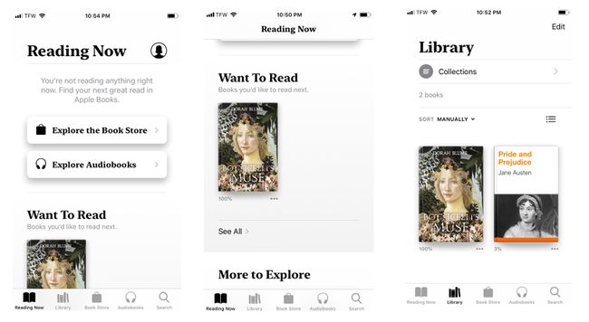 لقطة شاشة لميزات مكتبة الكتب على iPhone