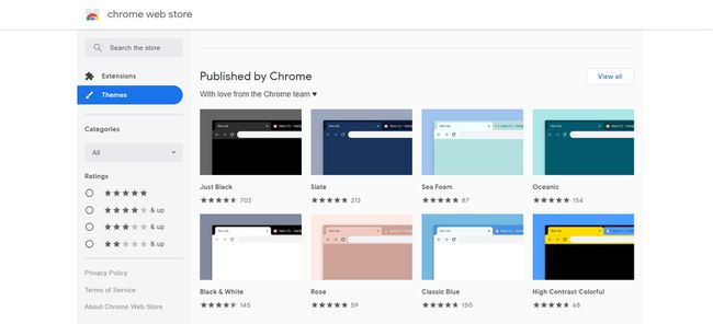 Sección Temas de Chrome Web Store