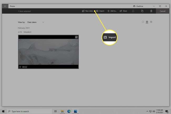 Vidéo sélectionnée dans l'application Photos Windows 10