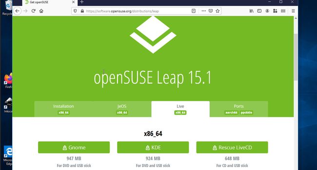 Страница загрузки OpenSUSE