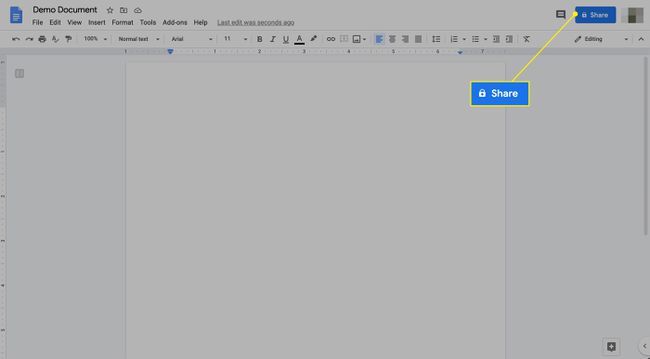 ปุ่มแชร์ใน Google Docs