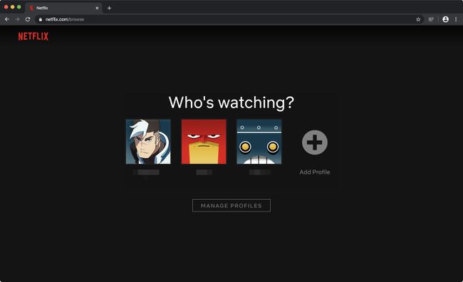 ภาพหน้าจอของหน้าจอ Who's Watching บนเว็บไซต์ของ Netflix