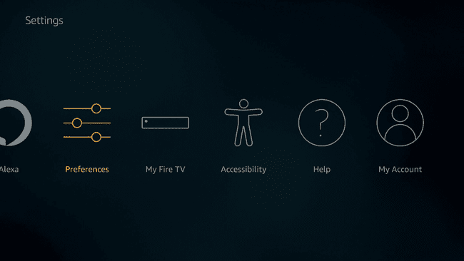 Zrzut ekranu preferencji Firestick.