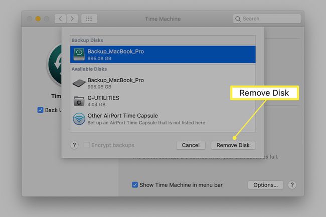 تفضيلات Time Machine على جهاز Mac