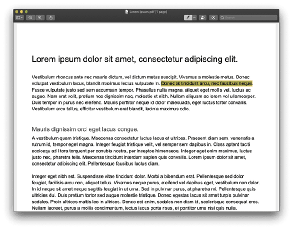 MacOS Preview se zvýrazněným nástrojem pro výběr textu.