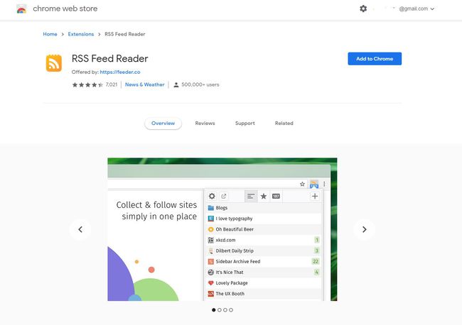 Lector de feeds RSS en la tienda Chrome