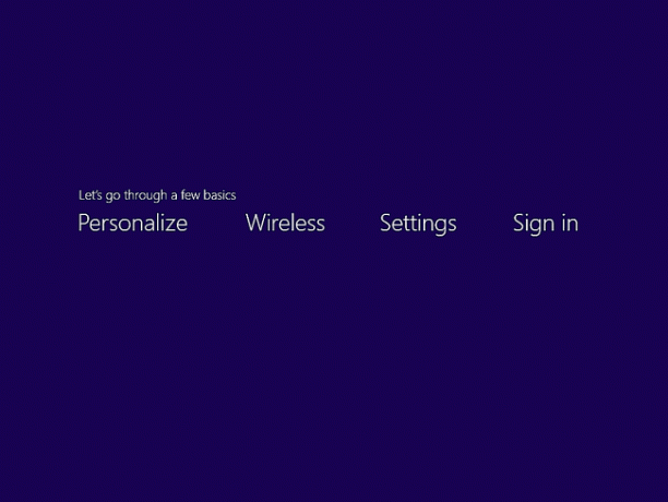 Úvodní obrazovka Průvodce základy instalace systému Windows 8