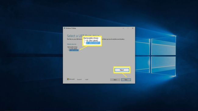 Windows 10 medya oluşturma aracının ekran görüntüsü.