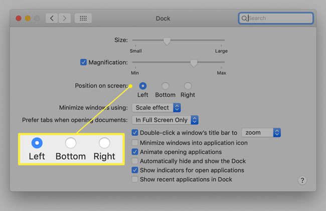 MacのDock設定画面