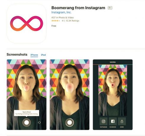 Bumerangs no Instagram lietotnes