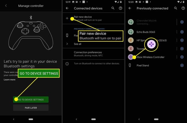 Xbox 앱의 장치 페어링 옵션.