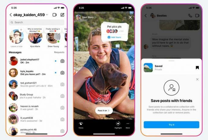 „Instagram“ užrašai, „Pridėkite savo“ nominacijos ir bendradarbiavimo kolekcijos
