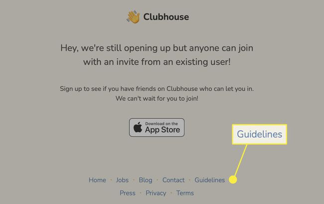 Richtlinien am Ende der Clubhaus-Website.