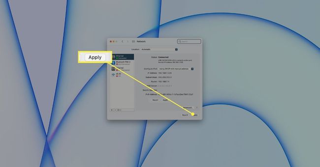 Aplicar en la configuración de red de Mac.