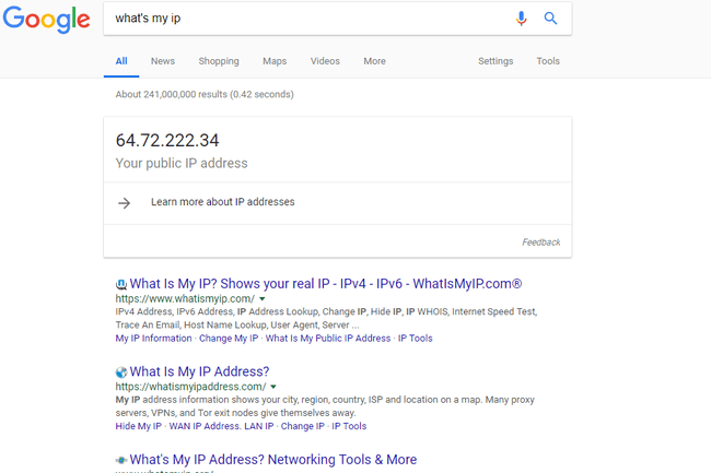 Adres IP wyświetlany w Google