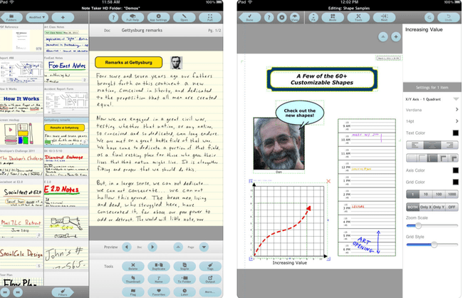 لقطة شاشة لتطبيق iPad Note Take ، Note Taker HD من Software Garden