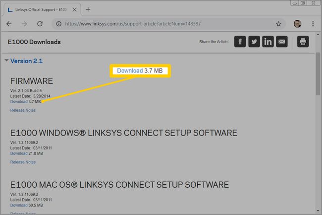 Linksys E1000 downloadpagina