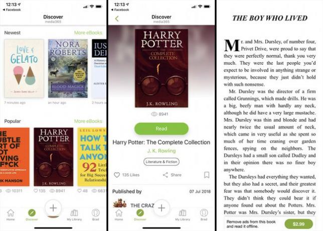 Aplikace ebook Media 365 na chytrém telefonu iPhone XS...